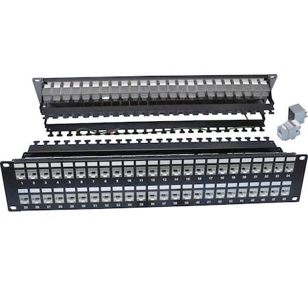 Cat6A Ftp Shielded Patch Panel W/ Manager - 48-Port 180Deg. 19 Rack Mnt, 2U